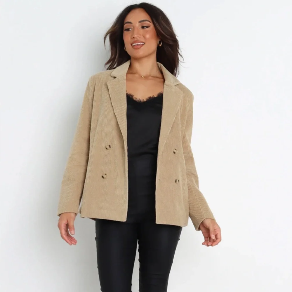 NWT Petal & Pup Tan Corduroy Blazer Jacket Double Breasted - Picture 12 of 12